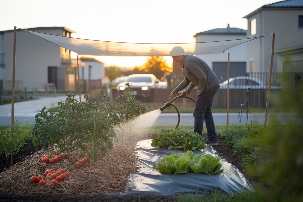 35C au potager, 4 gestes anti-canicule, ombrage + arrosage au pied, l'astuce de Yann Lafolie que personne n'attendait